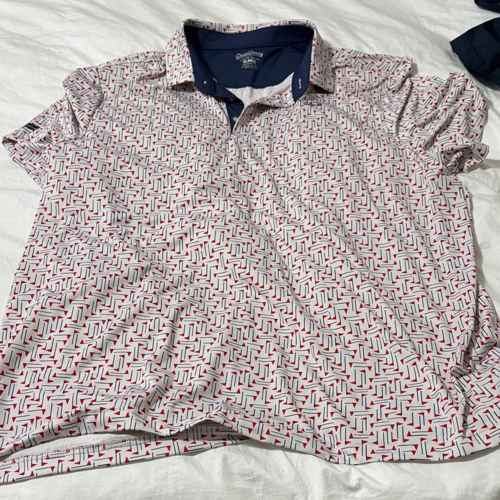 Callaway Geometric Red and White Polo Shirt